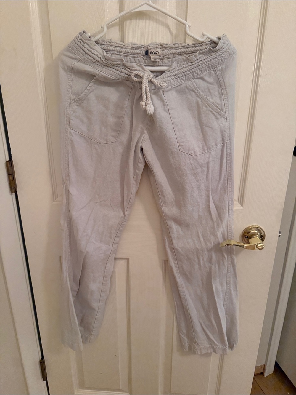 Roxy Women's Cream Drawstring Linen Pants